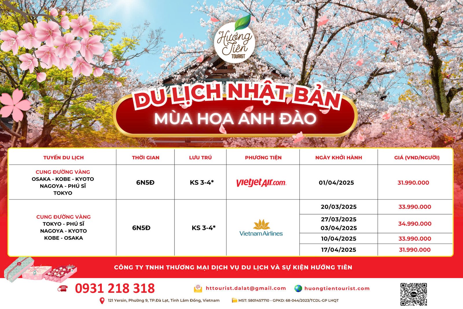 tour nhật bản hoa anh đào 2025